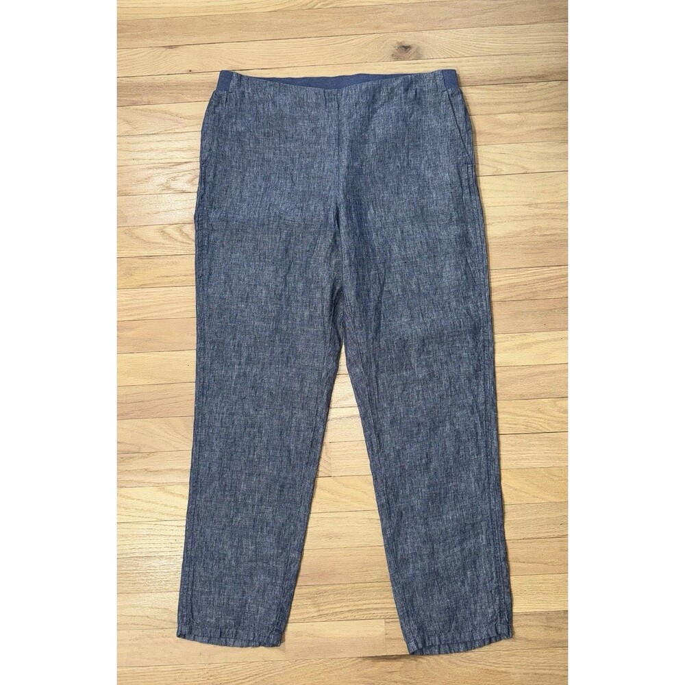 J Jill Love Linen Pull On Pants Chambray Blue Tapered Women Medium 28" NWT